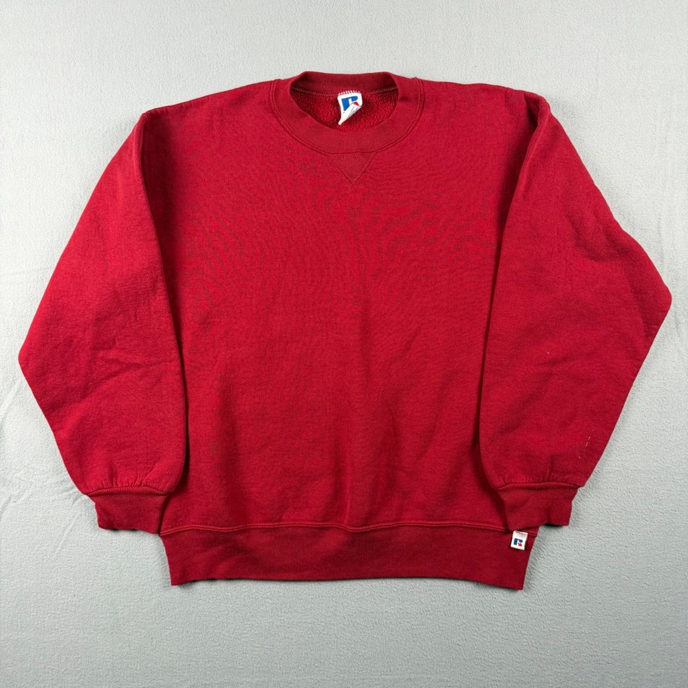 Vintage Russell Athletic Sweatshirt Mens Large Red Crewneck Made in USA Plain L